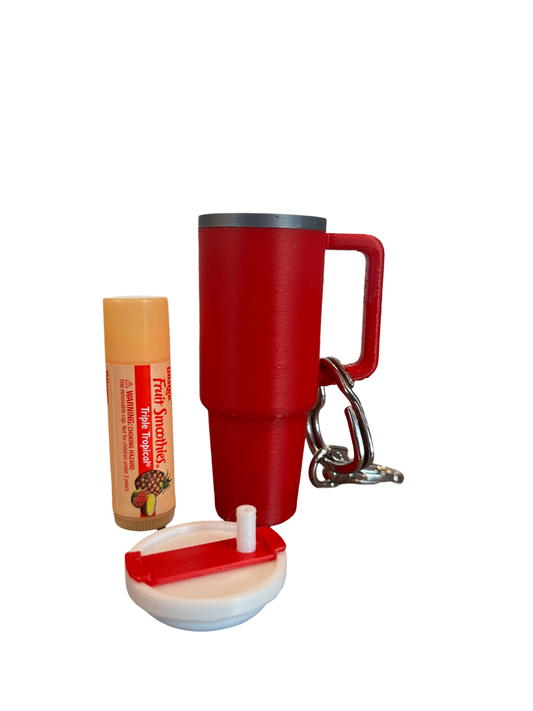 Mini tumbler keychain chapstick holder