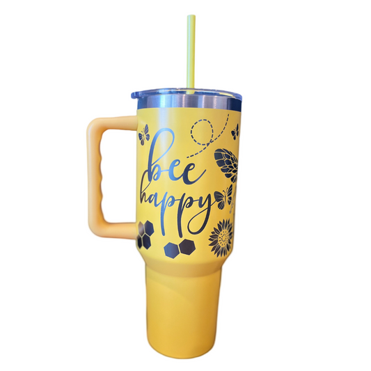 Bee happy tumbler 40oz yellow color