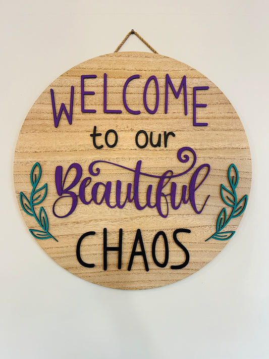 Welcome round sign