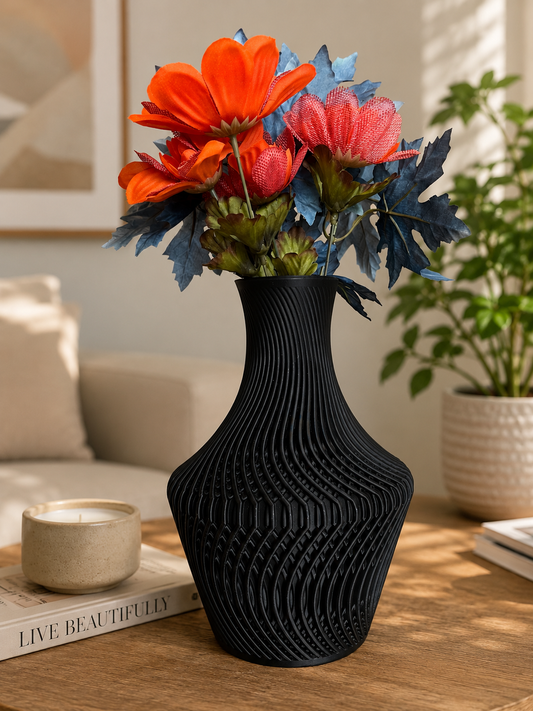 Modern Wave 3D Printed Decorative Vase
