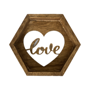 Love wooden hexagon decor