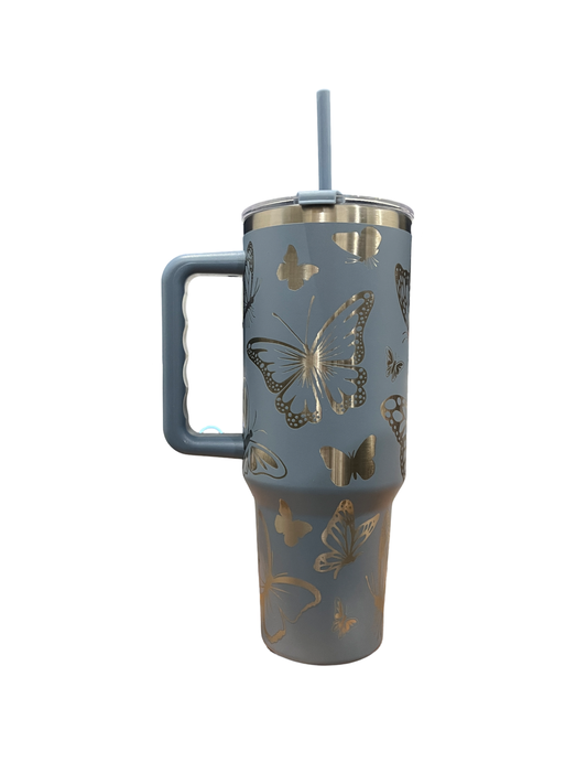 Butterfly tumbler 40oz blue color