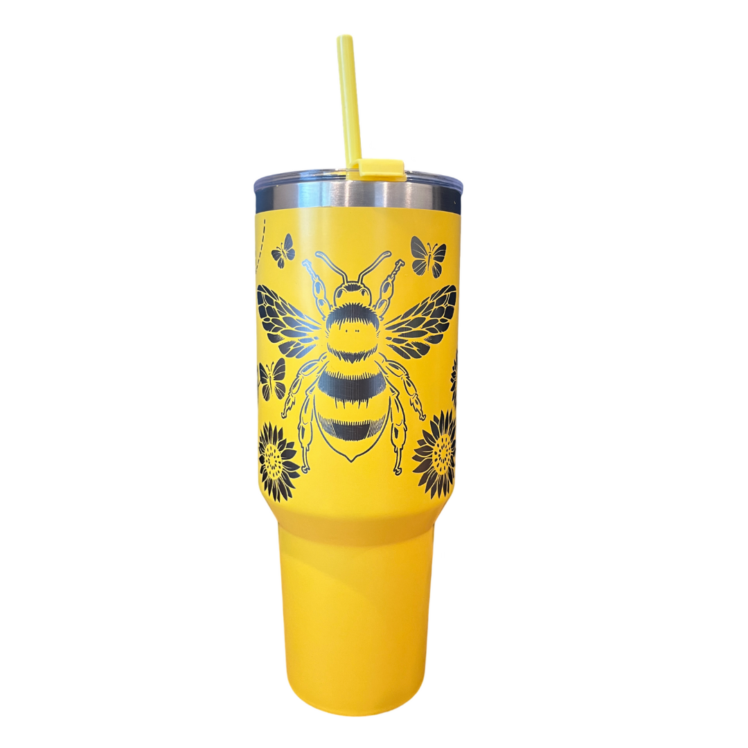 Bee happy tumbler 40oz yellow color