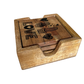 Wood square coaster with holder , engraved .
