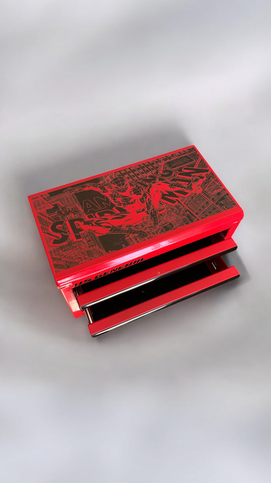 Engraved metal tool box