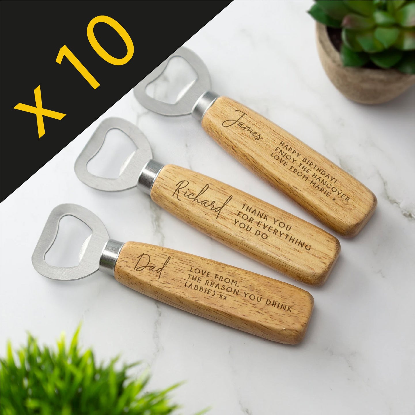 Personalised Wooden Bottle Opener - Box 10