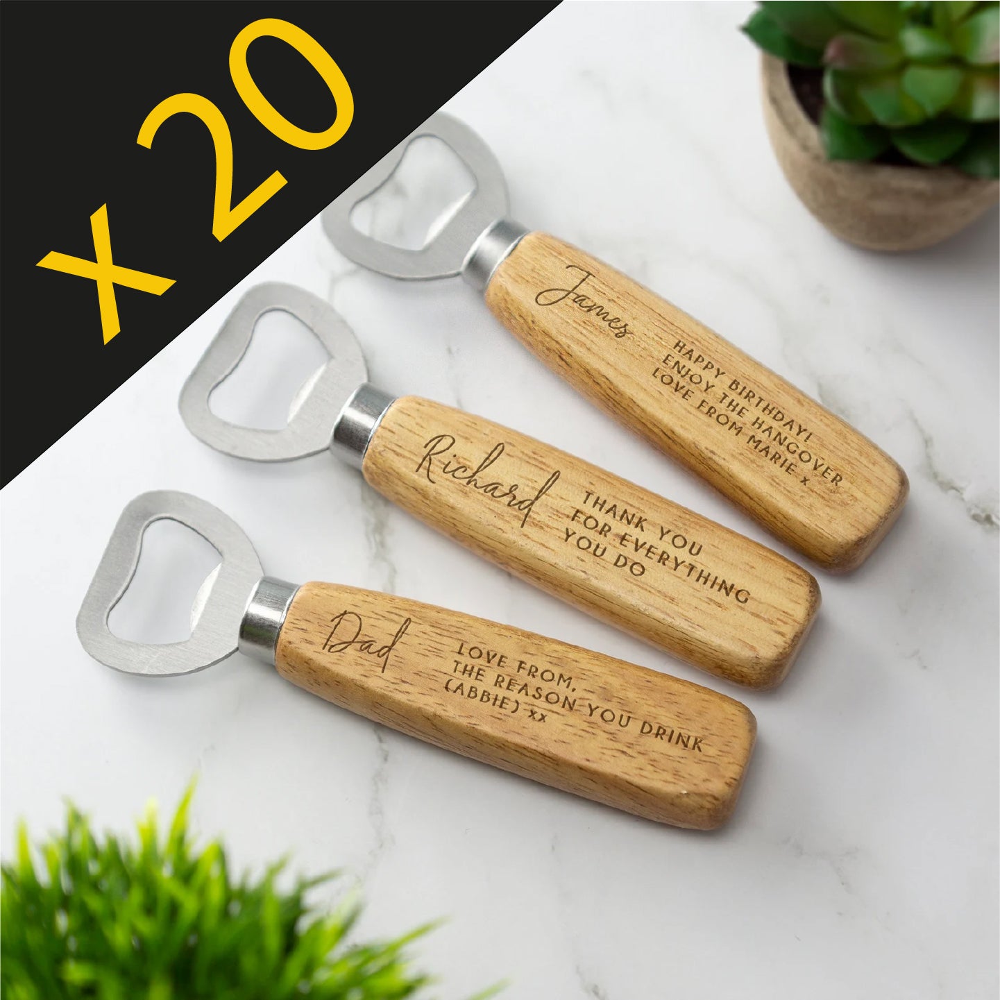 Personalised Wooden Bottle Opener - Box 20